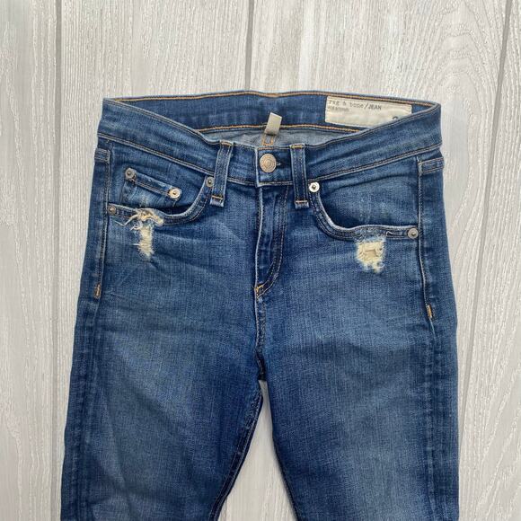 Rag & Bone Denim Women's Distressed Raw Ankle Blue Capri Jeans Size 24 - Picture 8 of 11